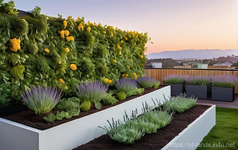 조경 전문가가 되기 위한 경력 설계 - **Sustainable Urban Oasis at Sunset:** A vibrant, photorealistic image of a sustainable urban roofto...