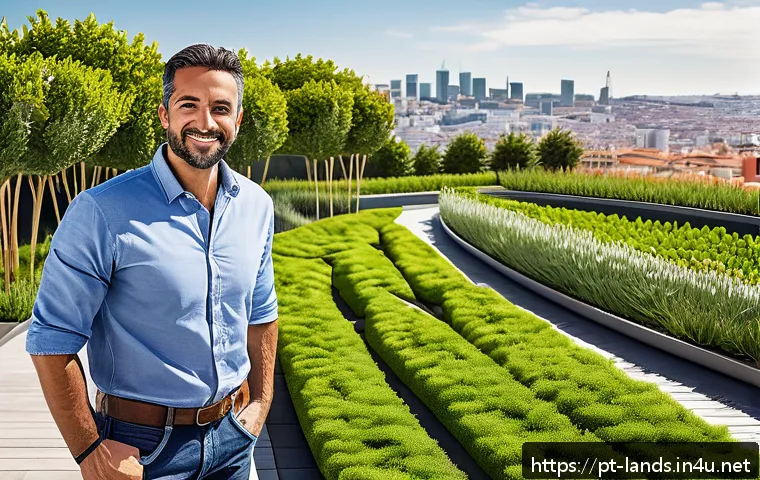 조경 업계 연봉 평균과 비교 - A professional Portuguese landscaper in mid-30s, wearing neat work clothes and safety boots, confide...